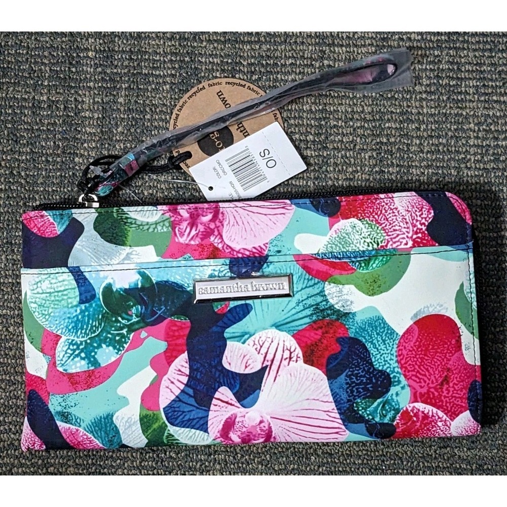 Samantha Brown To-Go Orchid RFID Wallet Wristlet Strap NWT Clutch Recycled